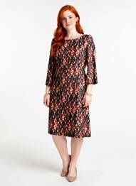 Rochie midi mâneci 3/4 mâneci 3/4 negru VEGAS femme