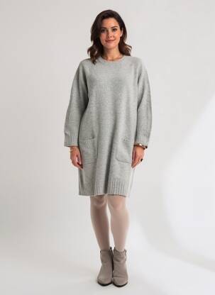 Rochie pulover croială dreaptă mâneci lungi gri GERARD DAREL femeie