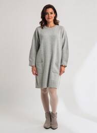 Rochie pulover croială dreaptă mâneci lungi gri GERARD DAREL femme