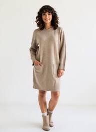 Rochie pulover croială dreaptă mâneci lungi maro GERARD DAREL femme