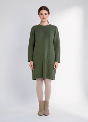 Rochie pulover croială dreaptă mâneci lungi verde GERARD DAREL femeie