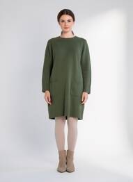 Rochie pulover croială dreaptă mâneci lungi verde GERARD DAREL femme