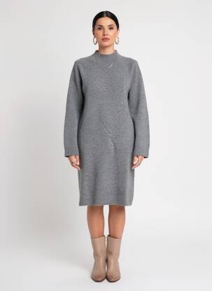 Rochie pulover guler col înalt mâneci lungi gri GERARD DAREL femeie