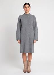 Rochie pulover guler col înalt mâneci lungi gri GERARD DAREL femme