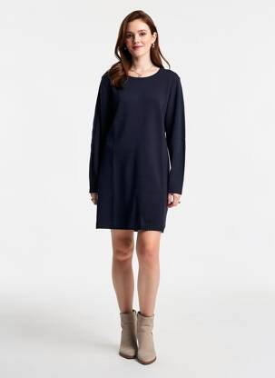 Rochie pulover croială dreaptă mâneci lungi albastru BELLA JONES femeie