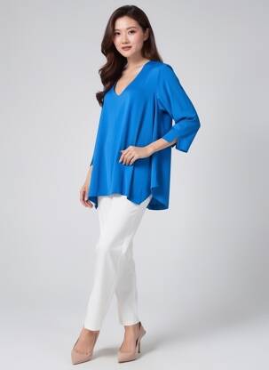Top elasticitate mâneci 3/4 albastru JORGIE PARIS femeie