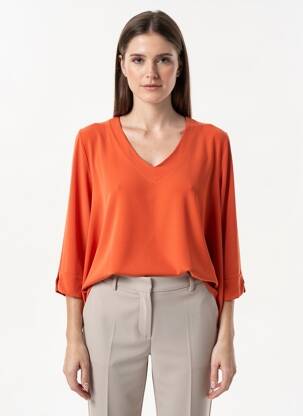 Top elasticitate mâneci 3/4 portocaliu JORGIE PARIS femeie