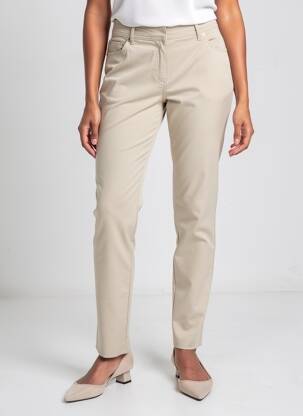 Pantalon slim țesătură poplin mărime normală bej ANNA MONTANA femeie