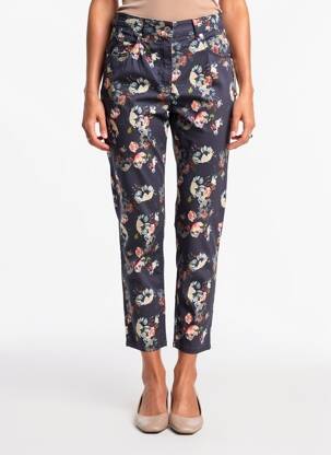 Pantalon 7/8 țesătură poplin mărime normală albastru ANNA MONTANA femeie
