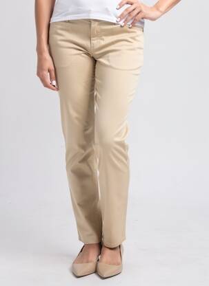 Pantalon slim țesătură poplin mărime normală bej TRUSSARDI JEANS femeie