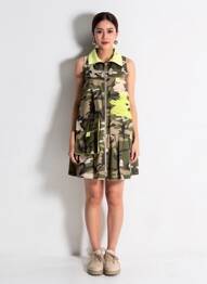 Rochie midi imprimeu fantezie fără mâneci verde TRICOT CHIC femme