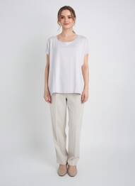 Top croială fluidă mâneci scurte gri MAJESTIC FILATURES femme