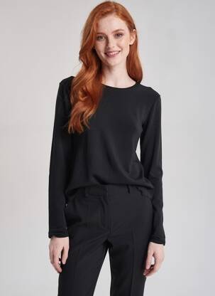 Pulover elasticitate mâneci lungi negru MY BASICS femeie