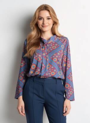 Tricou mâneci lungi mâneci lungi albastru MARGOT femeie
