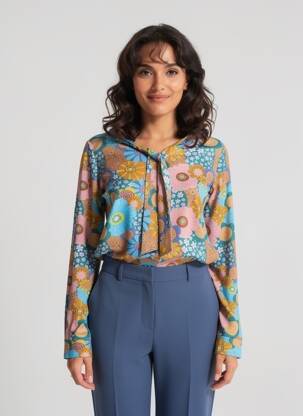 Tricou mâneci lungi mâneci lungi albastru MARGOT femeie