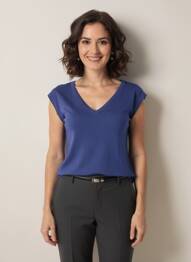 Tricou guler în v mâneci scurte albastru KING LOUIE femme