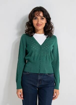 Vestă cu mâneci lungi strânsă pe partea de jos verde KING LOUIE femeie