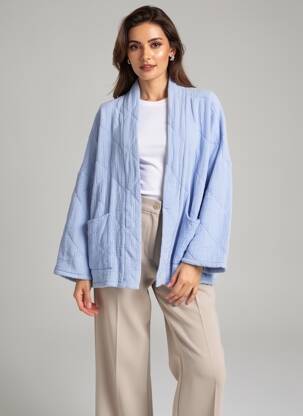 Jachete kimono mâneci lungi albastru DANEFAE femeie