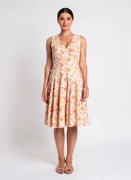 Rochie midi imprimeu fantezie fără mâneci portocaliu KALI YOG femme