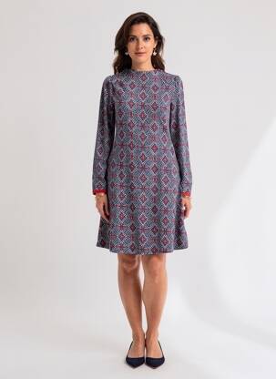 Rochie scurtă mâneci lungi mâneci lungi albastru BLUTSGESCHWISTER femeie