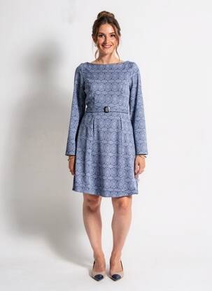 Rochie midi imprimeu fantezie mâneci lungi albastru BLUTSGESCHWISTER femeie