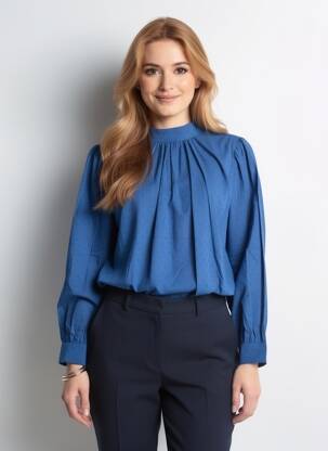 Bluză mâneci lungi mâneci lungi albastru EMILYANDFIN femeie