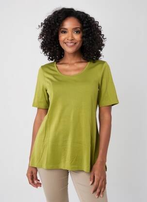 Tricou guler rotund mâneci scurte verde BY BASICS femeie