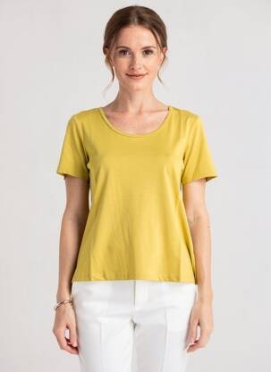 Tricou guler rotund mâneci scurte galben BY BASICS femeie