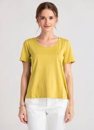 Tricou guler rotund mâneci scurte galben BY BASICS femme