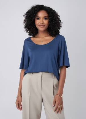 Tricou guler rotund mâneci scurte albastru BLUTSGESCHWISTER femeie