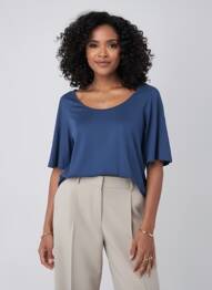 Tricou guler rotund mâneci scurte albastru BLUTSGESCHWISTER femme