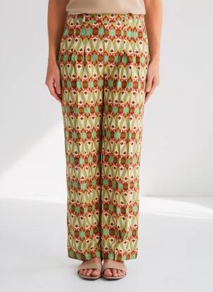 Pantalon drept țesătură poplin mărime normală verde KALI YOG femme