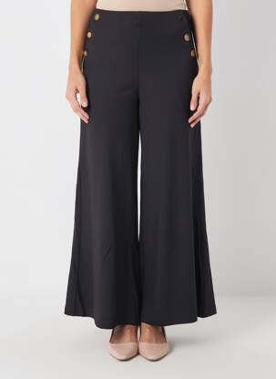 Pantalon larg țesătură poplin mărime normală negru KING LOUIE femeie