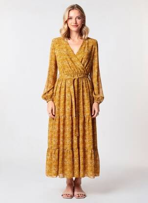 Rochie lungă mâneci lungi mâneci lungi galben SCHOOL RAG femeie