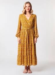Rochie lungă mâneci lungi mâneci lungi galben SCHOOL RAG femeie