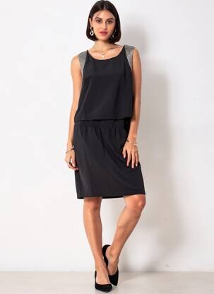 Rochie midi croială fluidă fără mâneci negru SCHOOL RAG femeie