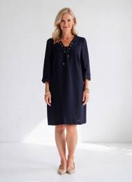 Rochie scurtă mâneci 3/4 mâneci 3/4 albastru DEVERNOIS femeie