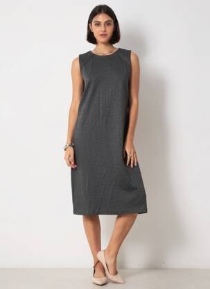 Rochie midi fără mâneci fără mâneci gri BROOKS BROTHERS femeie