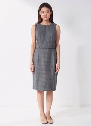 Rochie midi fără mâneci fără mâneci gri BROOKS BROTHERS femeie