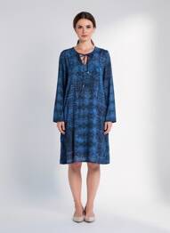 Rochie scurtă guler rotund mâneci lungi albastru LA FEE MARABOUTEE femeie