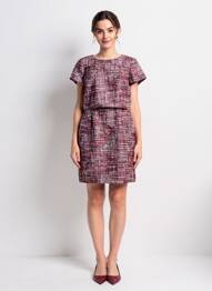 Rochie scurtă închidere cu fermoar la spate mâneci scurte roșu BROOKS BROTHERS femeie