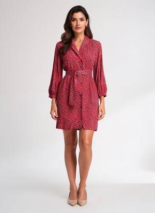Rochie scurtă mâneci lungi mâneci lungi roșu ONE STEP femeie