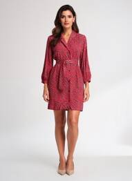Rochie scurtă mâneci lungi mâneci lungi roșu ONE STEP femeie