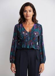Bluză imprimeu floral mâneci lungi albastru LA FEE MARABOUTEE femeie