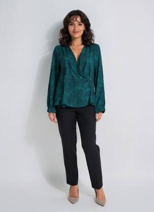 Bluză țesătură poplin mâneci lungi verde LA FEE MARABOUTEE femeie
