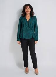 Bluză țesătură poplin mâneci lungi verde LA FEE MARABOUTEE femeie