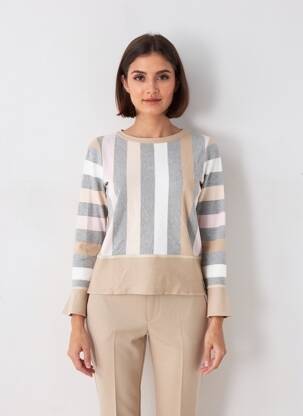 Pulover croială dreaptă mâneci lungi bej MAILLE DE LUXE femeie