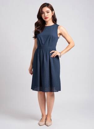 Rochie midi fără mâneci fără mâneci albastru BROOKS BROTHERS femeie