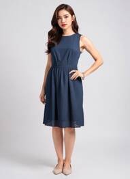 Rochie midi fără mâneci fără mâneci albastru BROOKS BROTHERS femeie