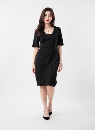 Rochie midi mâneci 3/4 mâneci 3/4 negru BROOKS BROTHERS femeie